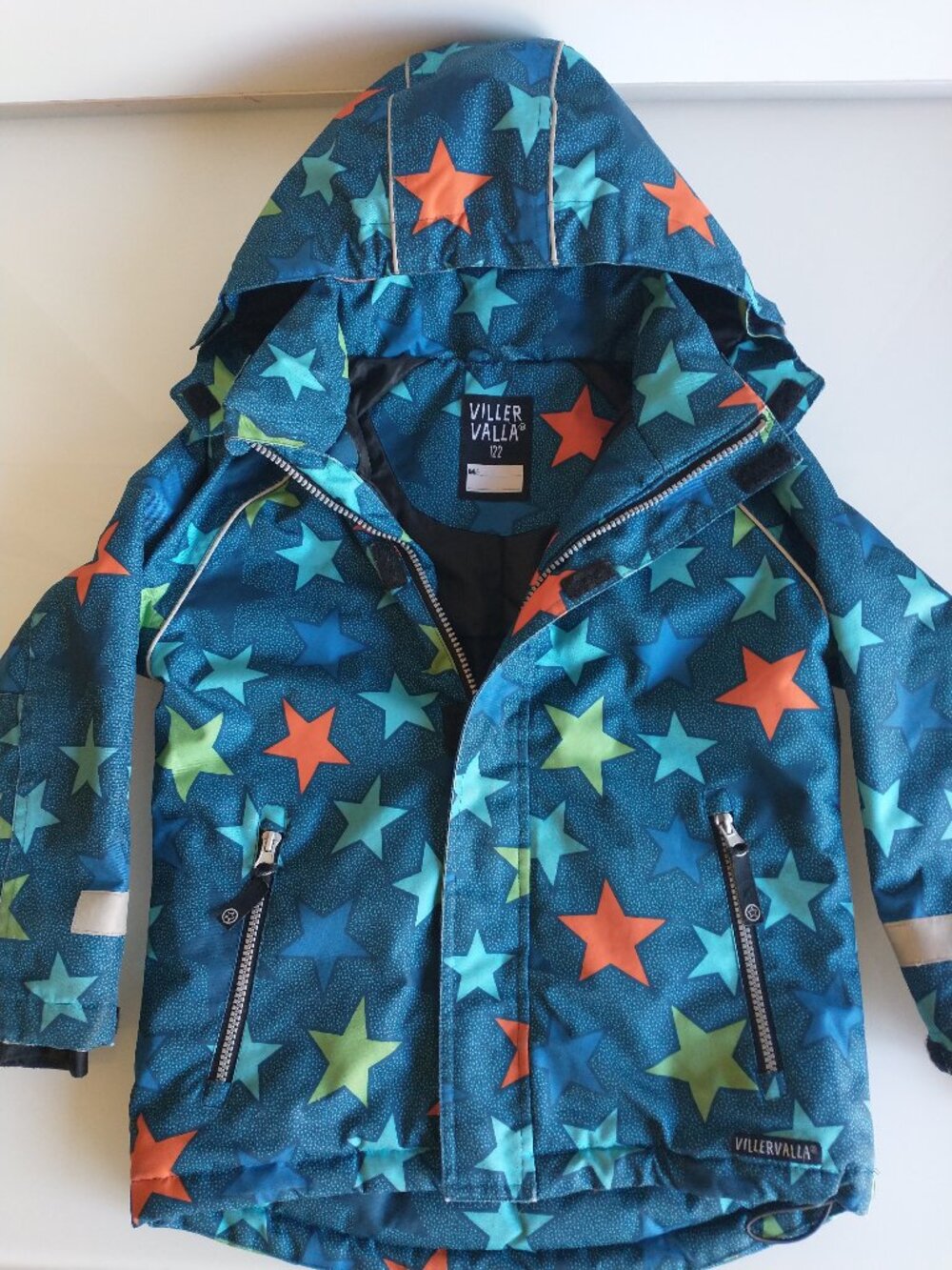 Villervalla Sweden Kids Ski Jacket 122 7Y Teal Star Waterproof Padded Parka Coa